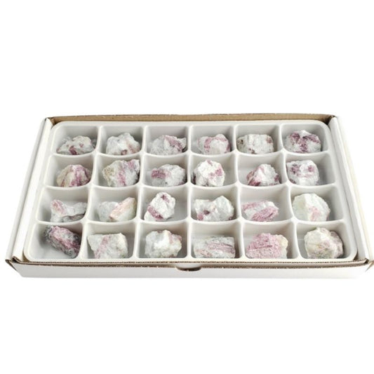 Flat/carton 24 pièces - Tourmaline rose sur quartz