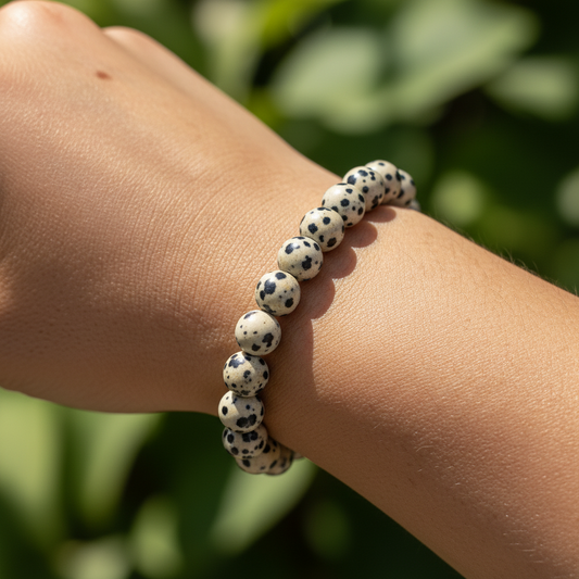 Bracelet en perles - Jaspe Dalmatien (8 mm)