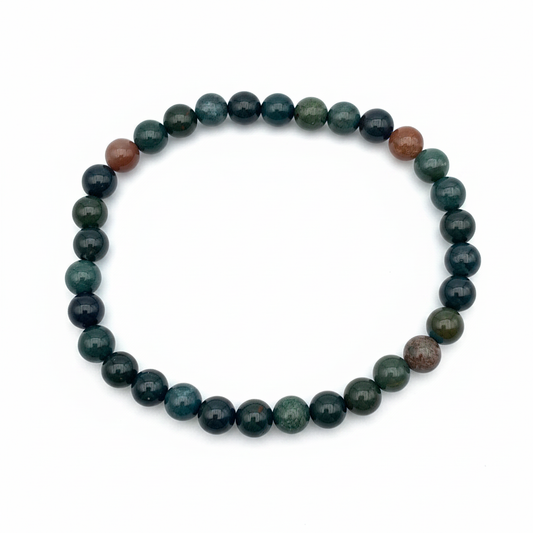 Bracelet en perles - Jaspe Héliotrope / Jaspe Sanguin (6 mm)