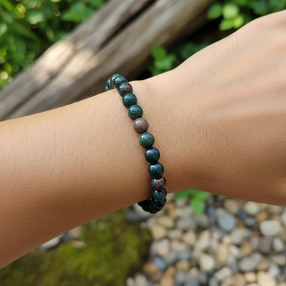 Bracelet en perles - Jaspe Héliotrope / Jaspe Sanguin (6 mm)