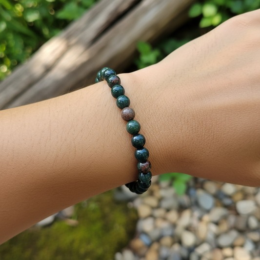 Bracelet en perles - Jaspe Héliotrope / Jaspe Sanguin (6 mm)