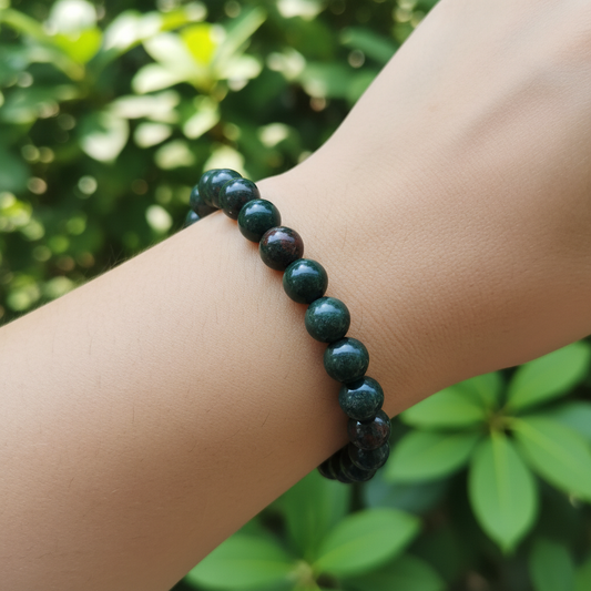 Bracelet en perles - Jaspe Héliotrope / Jaspe Sanguin (8 mm)
