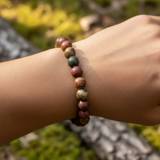 Bracelet en perles - Jaspe Picasso (8 mm)