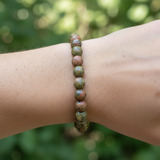 Bracelet en perles - Jaspe Unakite (8 mm)