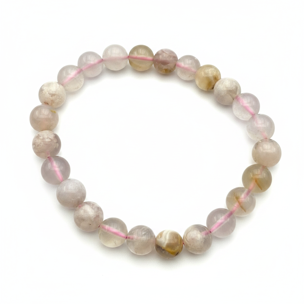 Bracelet en perles - Agate Fleur Sakura (8 mm)