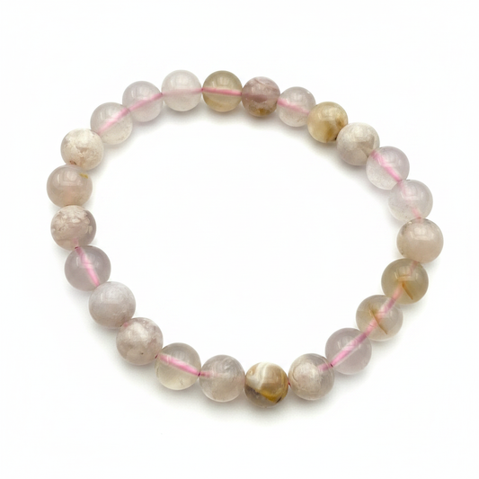 Bracelet en perles - Agate Fleur Sakura (8 mm)