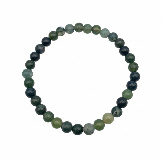 Bracelet en perles - Agate Mousse (6 mm)