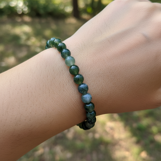 Bracelet en perles - Agate Mousse (6 mm)