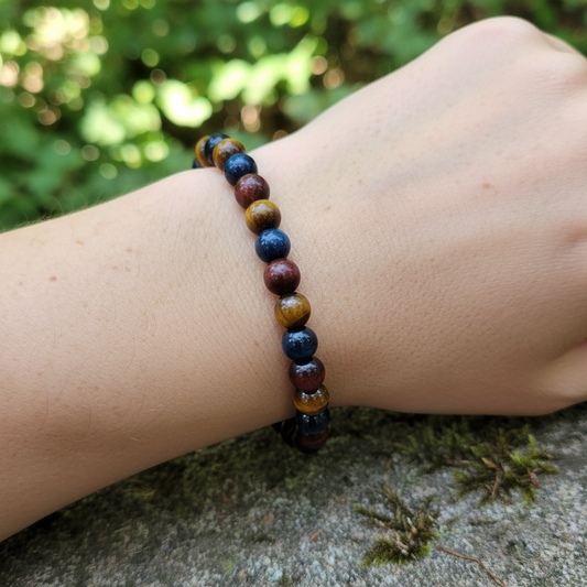 Bracelet en perles - Mix Oeil de Tigre, Taureau, Faucon (6 mm)