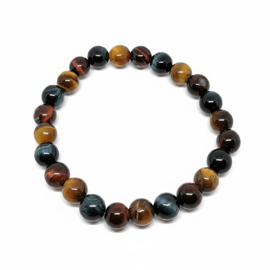 Bracelet en perles - Mix Oeil de Tigre, Taureau, Faucon (8 mm)