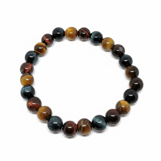 Bracelet en perles - Mix Oeil de Tigre, Taureau, Faucon (8 mm)