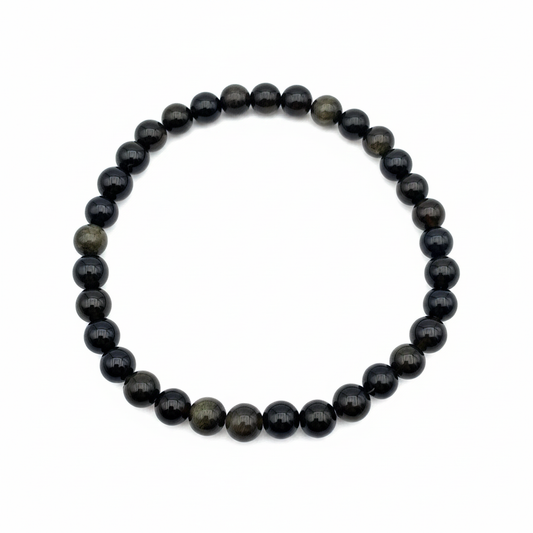 Bracelet en perles - Obsidienne Dorée (6 mm)