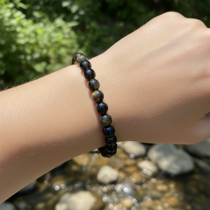 Bracelet en perles - Obsidienne Dorée (6 mm)