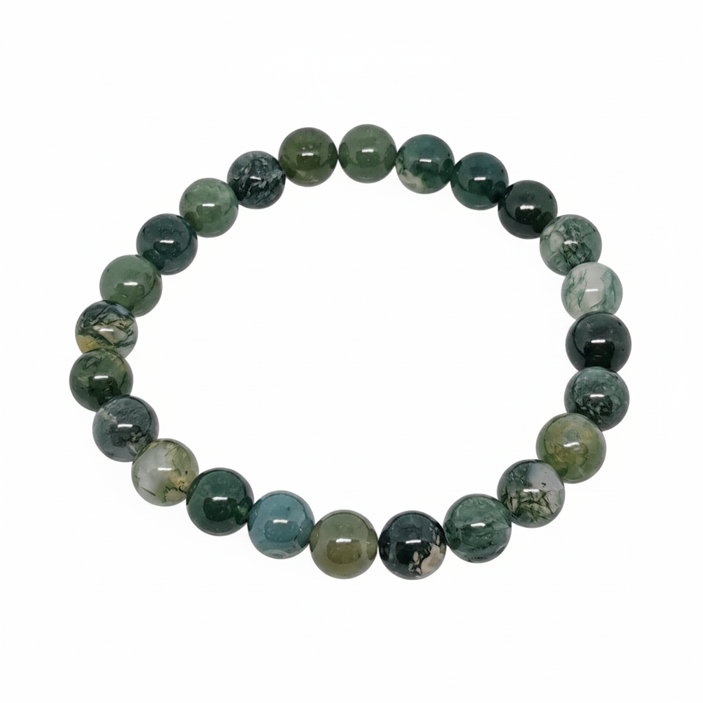 Bracelet en perles - Agate Mousse (8 mm)