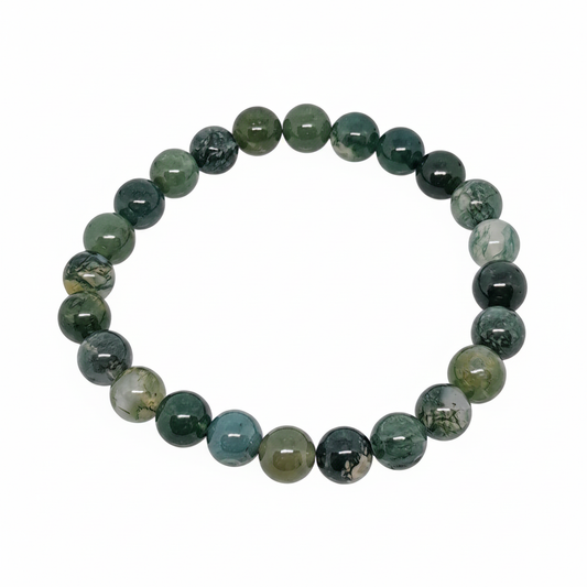 Bracelet en perles - Agate Mousse (8 mm)