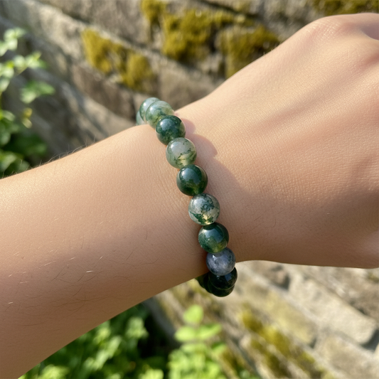 Bracelet en perles - Agate Mousse (8 mm)