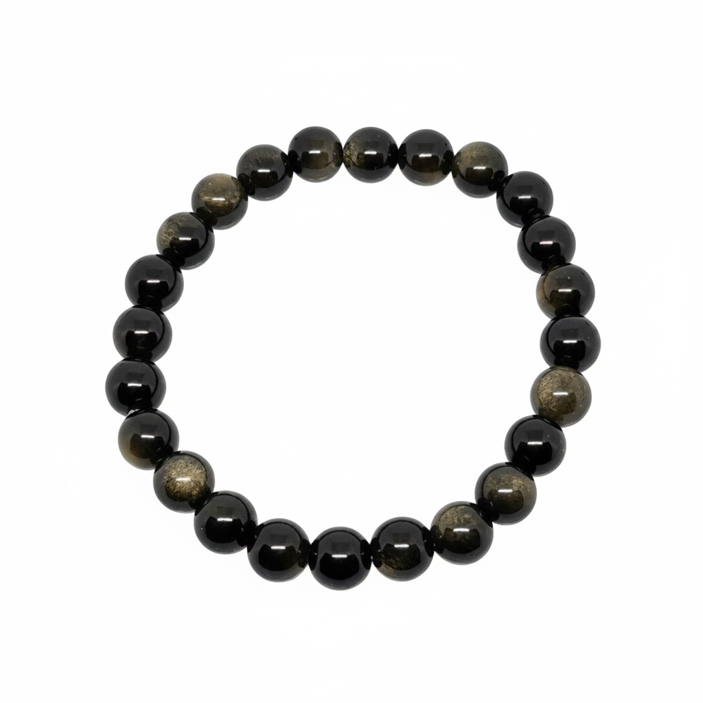 Bracelet en perles - Obsidienne Dorée (8 mm)