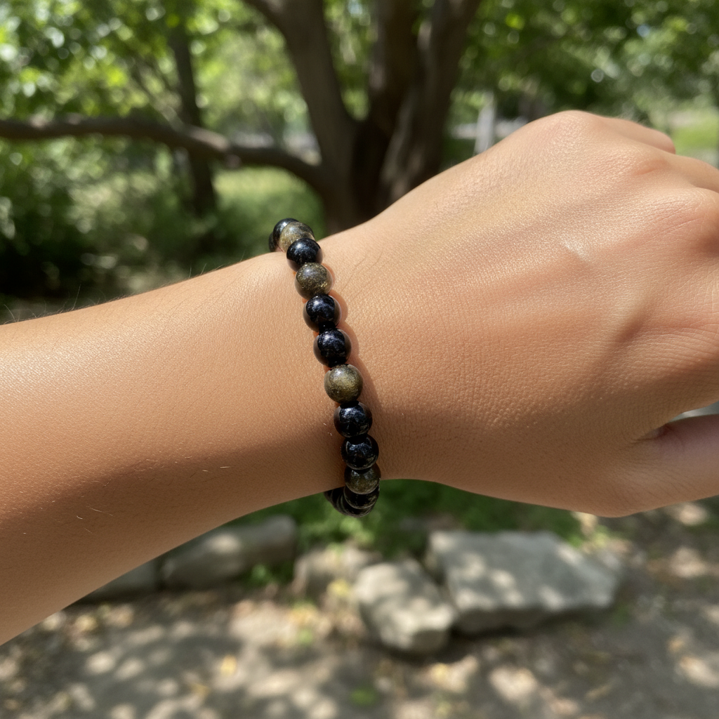 Bracelet en perles - Obsidienne Dorée (8 mm)