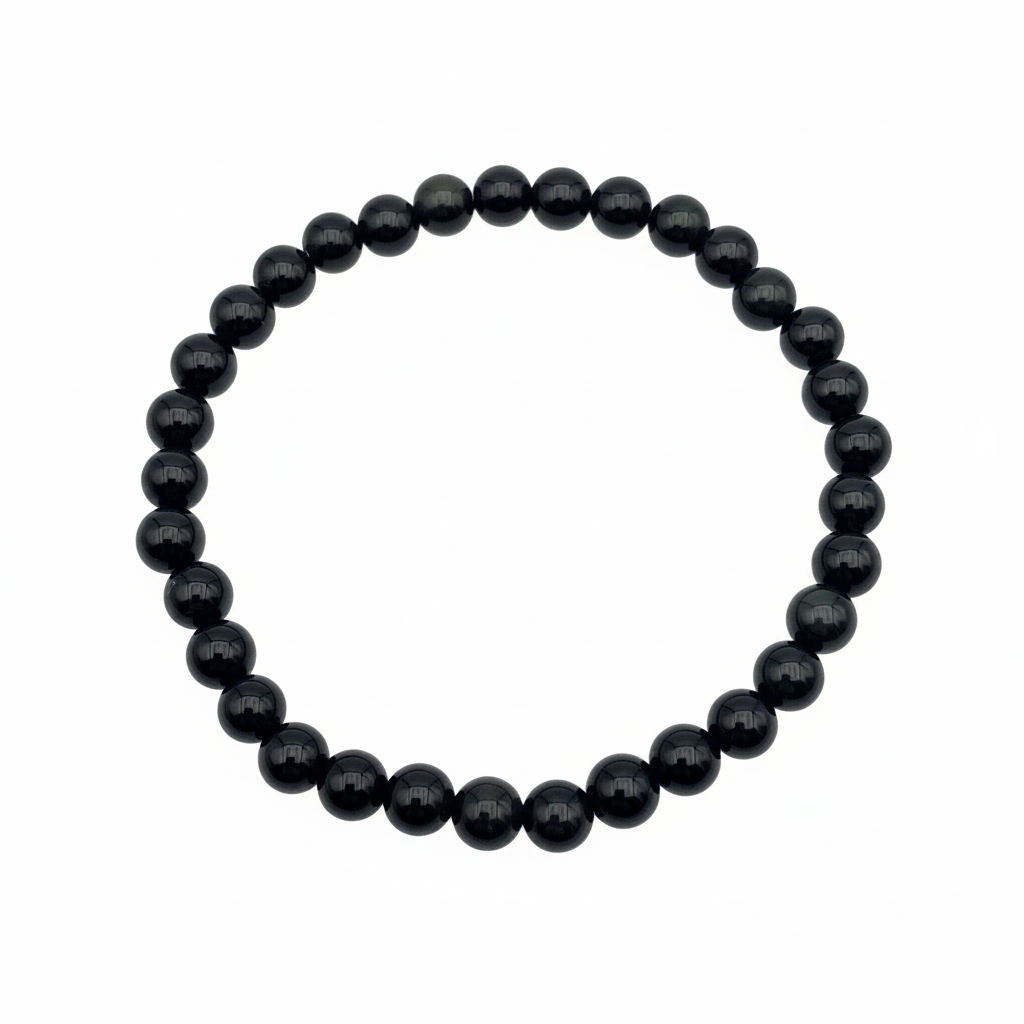 Bracelet en perles - Obsidienne Noire (6 mm)