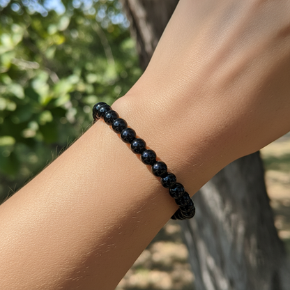 Bracelet en perles - Obsidienne Noire (6 mm)