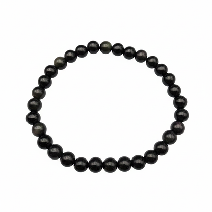 Bracelet en perles - Obsidienne Noire Arc-en-Ciel (6 mm)