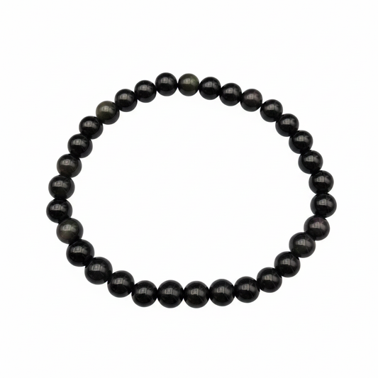 Bracelet en perles - Obsidienne Noire Arc-en-Ciel (6 mm)