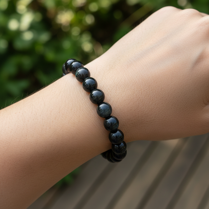 Bracelet en perles - Obsidienne Noire Arc-en-Ciel (8 mm)