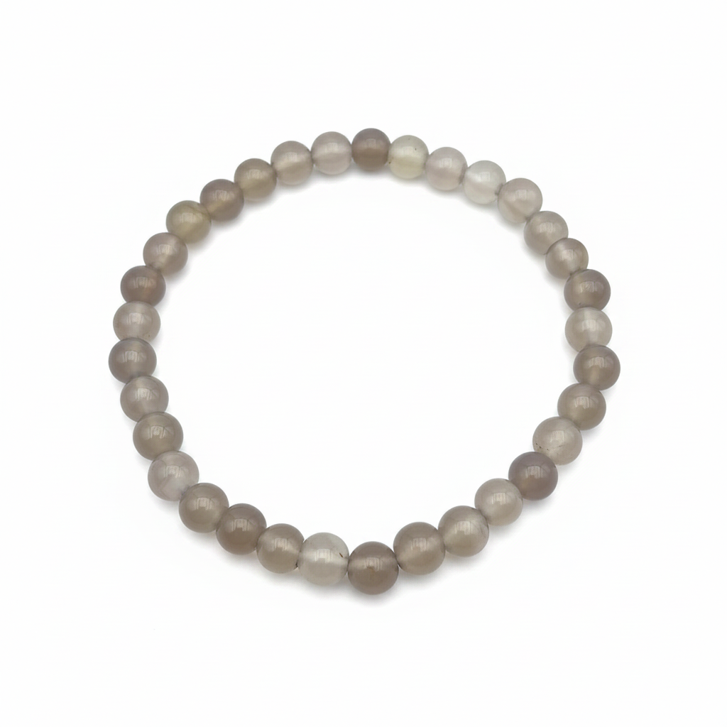 Bracelet en perles - Agate Naturelle Grise (6 mm)