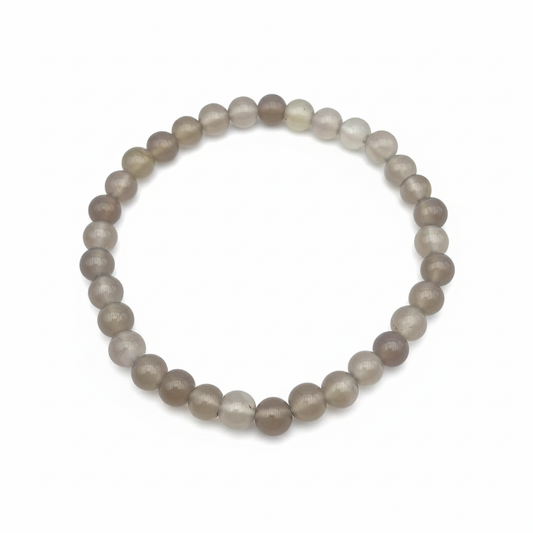 Bracelet en perles - Agate Naturelle Grise (6 mm)