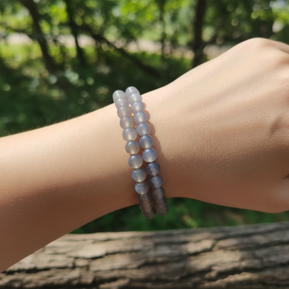 Bracelet en perles - Agate Naturelle Grise (6 mm)