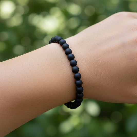 Bracelet en perles - Onyx Mat (6 mm)