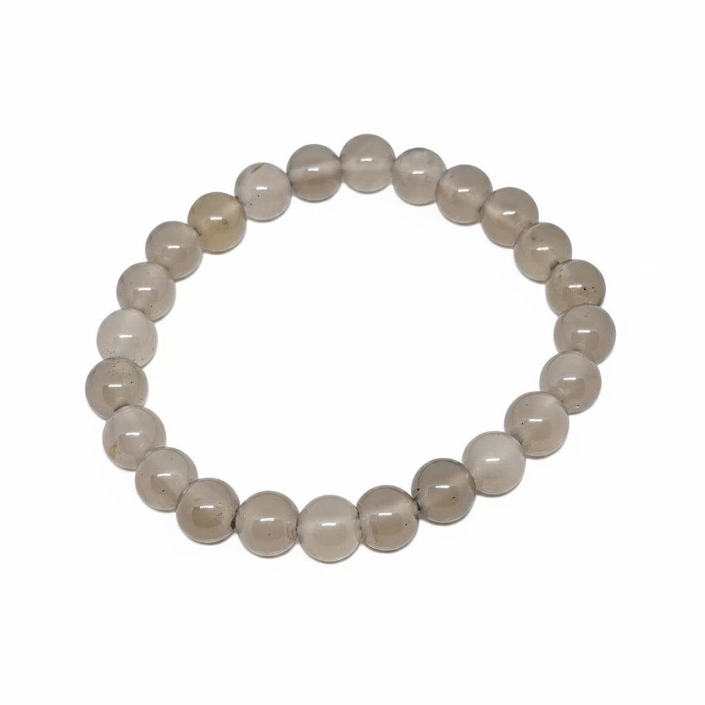 Bracelet en perles - Agate Naturelle Grise (8 mm)