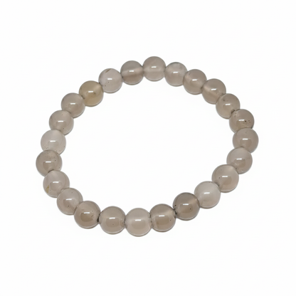 Bracelet en perles - Agate Naturelle Grise (8 mm)