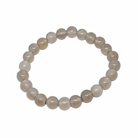 Bracelet en perles - Agate Naturelle Grise (8 mm)