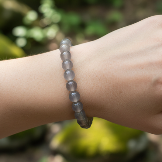 Bracelet en perles - Agate Naturelle Grise (8 mm)