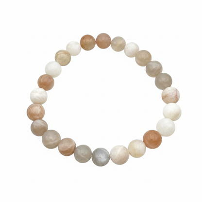 Bracelet en perles - Pierre de Lune Multicolore (8 mm)