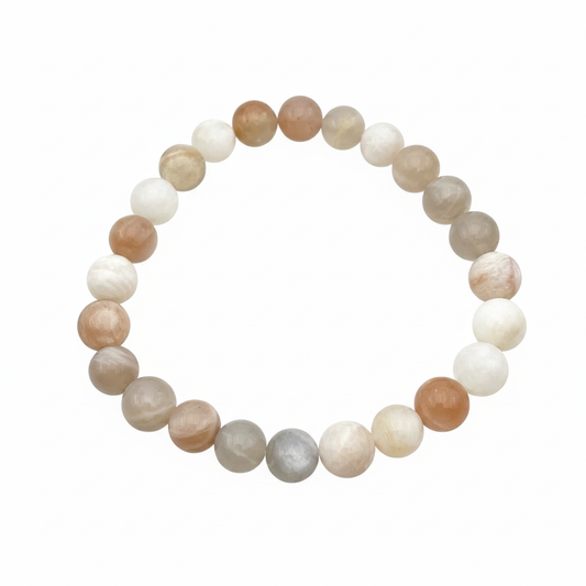 Bracelet en perles - Pierre de Lune Multicolore (8 mm)