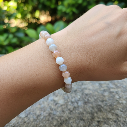 Bracelet en perles - Pierre de Lune Multicolore (8 mm)