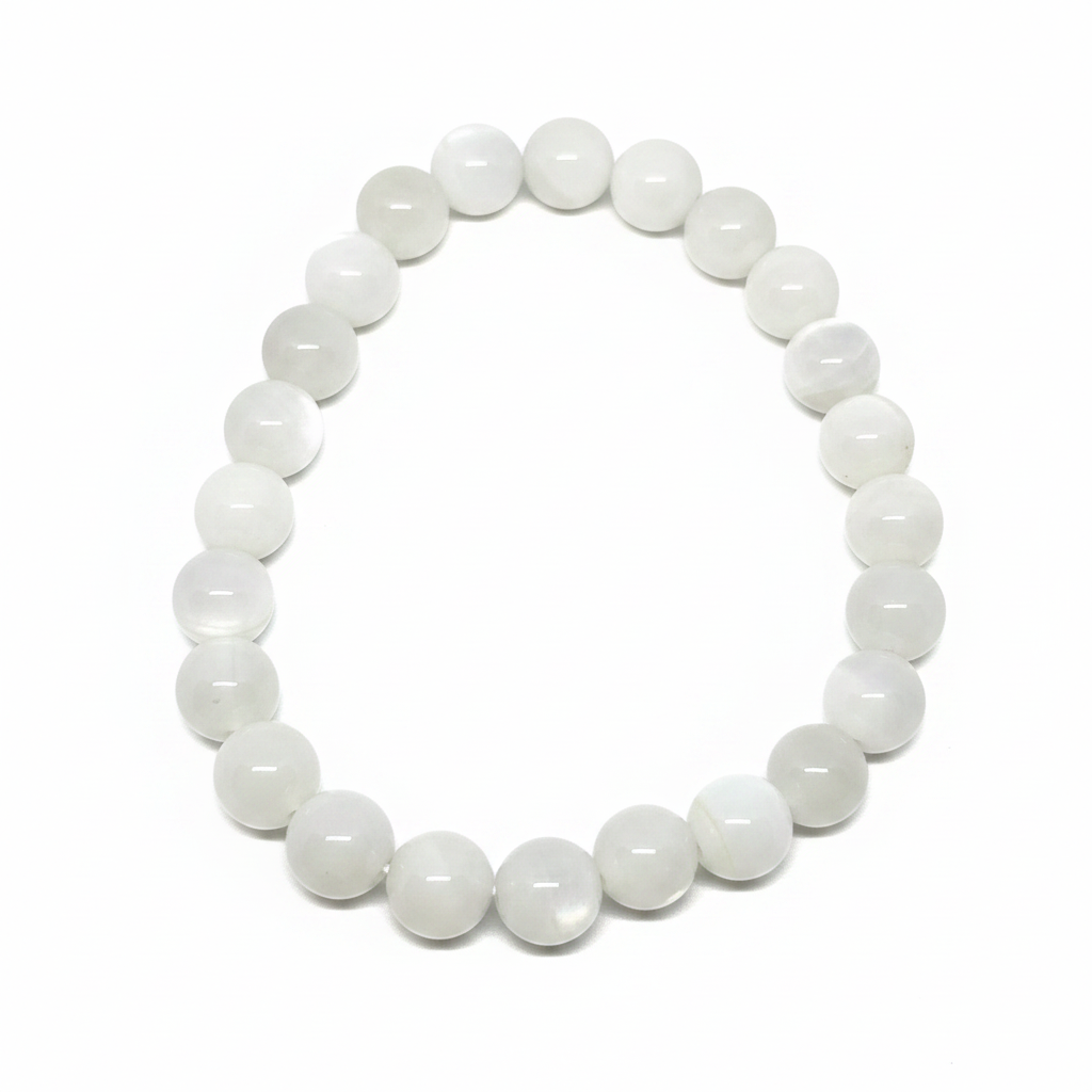 Bracelet en perles - Pierre de Lune Opaque (8 mm)