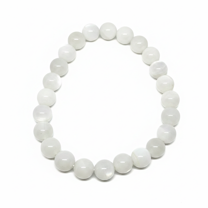 Bracelet en perles - Pierre de Lune Opaque (8 mm)