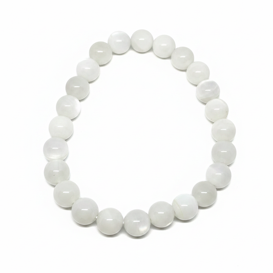 Bracelet en perles - Pierre de Lune Opaque (8 mm)