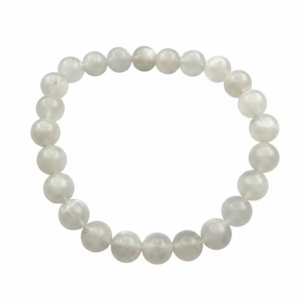 Bracelet en perles - Pierre de Lune Transparente (8 mm)