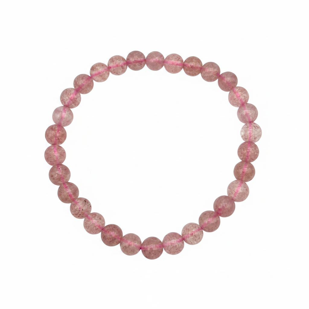 Bracelet en perles - Quartz Fraise ''Morango'' / Hématoide (6 mm)