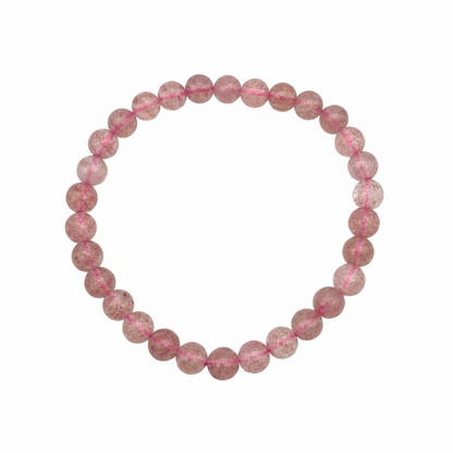 Bracelet en perles - Quartz Fraise ''Morango'' / Hématoide (6 mm)