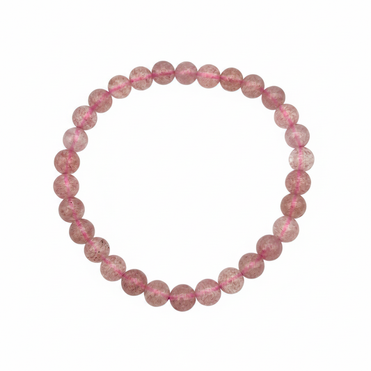 Bracelet en perles - Quartz Fraise ''Morango'' / Hématoide (6 mm)