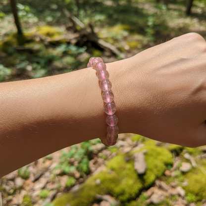 Bracelet en perles - Quartz Fraise ''Morango'' / Hématoide (6 mm)