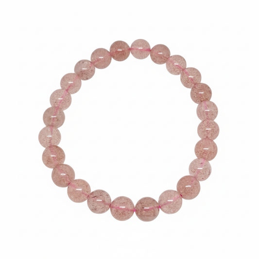 Bracelet en perles - Quartz Fraise ''Morango'' / Hématoide (8 mm)