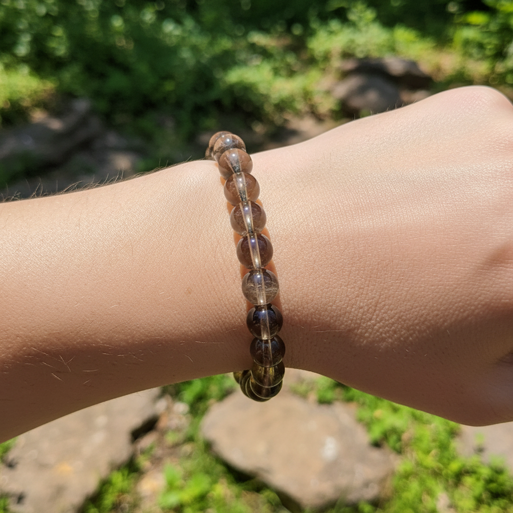 Bracelet en perles - Quartz Fumé (8 mm)