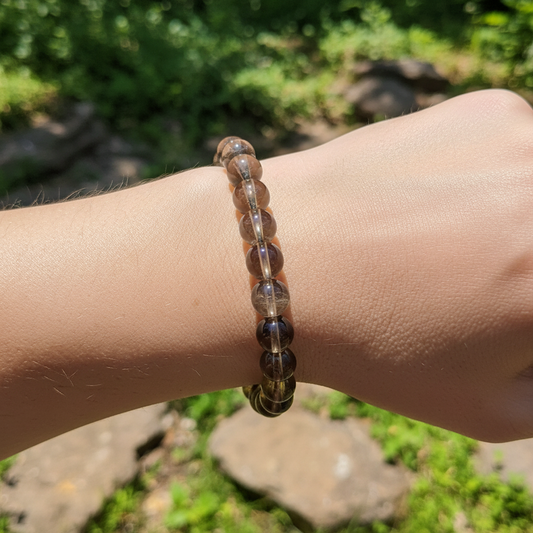 Bracelet en perles - Quartz Fumé (8 mm)