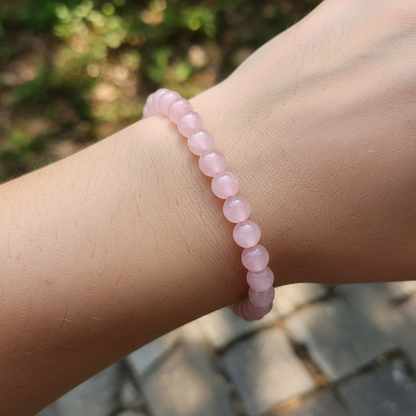 Bracelet en perles - Quartz Rose (6 mm)